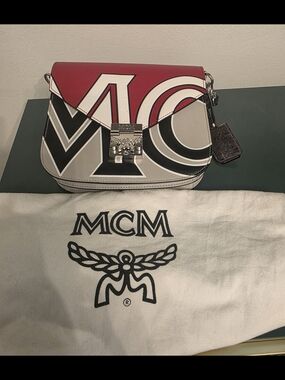 Limited Editions MCM Leather Crossbody/Shoulder Bag in Red, White & Black